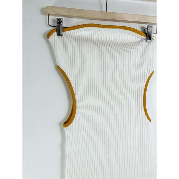 Commense Trim Detail Waist Cutout Sleeveless Rib Knit Tube Dress L NWT - Picture 2 of 5
